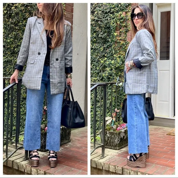 From Paris France! Fabulous plaid jacket with shoulder pads - Picture 6 of 10